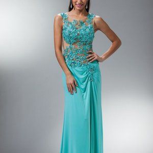 Cinderella Mint Green Beaded Lace Bodice Gown